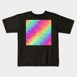 Silly Floating Googly Eyes on Rainbow Swirls Kids T-Shirt